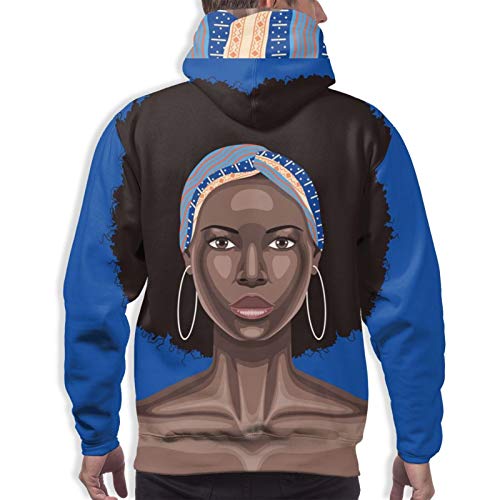 Mujer Negra Joven con Pelo Rizado para Hombre Sudaderas Divertido Fresco Gráfico Sudaderas 3D Impresión Manga Larga Ropa Casual con Bolsillos Grandes