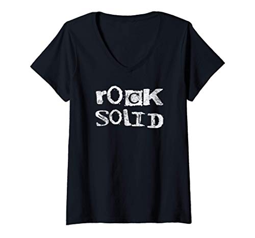 Mujer Roca sólida Camiseta Cuello V