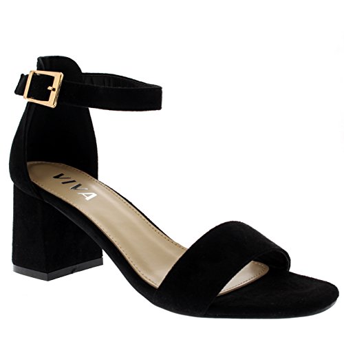 Mujer Sandalia el Talón Punta Abierta Moda Correa de Tobillo Talones - Negro - 37 - KL0132