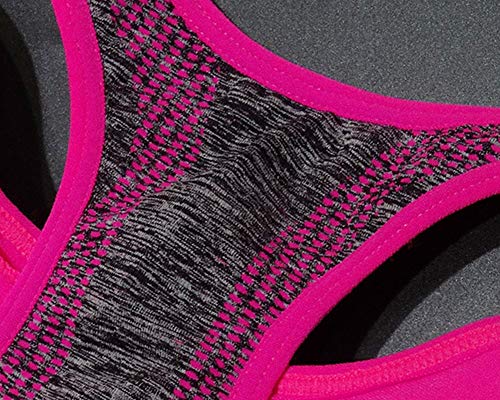 Mujer Sujetador con Relleno Tirantes Anchos Yoga Deportivo Sujetadores Elástico Chaleco Rose S