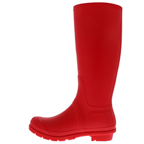 Mujer Tall Estiércol Hebilla Perro Caminando Nieve Lluvia Impermeable Botas De Goma Botas - Rojo - UK5/EU38 - BL0293