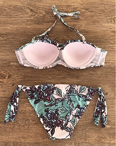 Mujer Trajes de Baño Bañadores Beachwear Imprimir Bandeau Push Up sin Tirantes Swimwear Bikinis M