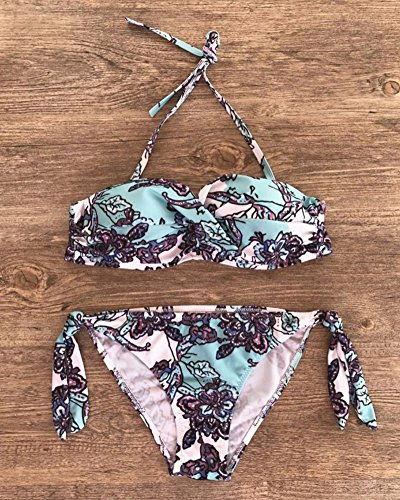 Mujer Trajes de Baño Bañadores Beachwear Imprimir Bandeau Push Up sin Tirantes Swimwear Bikinis M