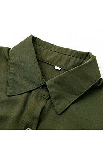 Mujer Vestidos Largos Casual Camiseros Manga Larga Botón Lateral De Hendidura Vestido De Fiesta Verde S