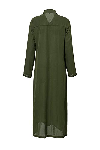 Mujer Vestidos Largos Casual Camiseros Manga Larga Botón Lateral De Hendidura Vestido De Fiesta Verde S