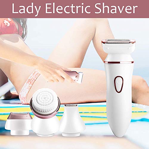 Mujeres 4 en 1 inalámbrico de señora Shaver Bikini Trimmer Kit de limpieza facial y corporal a prueba de agua/Bajo el brazo/pierna pelo Epilator del afeitado húmedo/seco inalámbrico recargable s