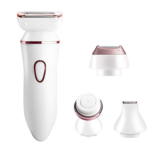 Mujeres 4 en 1 inalámbrico de señora Shaver Bikini Trimmer Kit de limpieza facial y corporal a prueba de agua/Bajo el brazo/pierna pelo Epilator del afeitado húmedo/seco inalámbrico recargable s