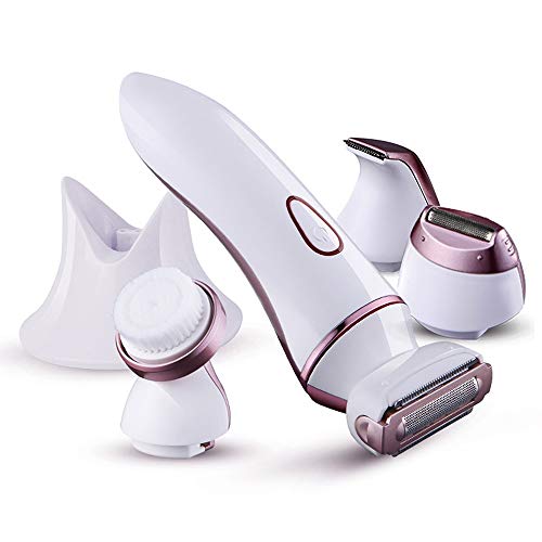 Mujeres 4 en 1 inalámbrico de señora Shaver Bikini Trimmer Kit de limpieza facial y corporal a prueba de agua/Bajo el brazo/pierna pelo Epilator del afeitado húmedo/seco inalámbrico recargable s