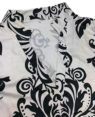 Mujeres Camisa Elegante Blusa Mangas Largas Camiseta Polsillo Escote V (Negro, L/EU 40-42)