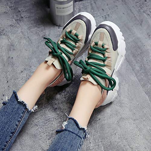 Mujeres Clunky Zapatillas Primavera Otoño Zapatos Atléticos Plataforma Al Aire Libre Casual Deportes Gimnasio Zapatos Cordones hasta Chunky Entrenadores Zapatos