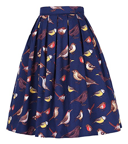 Mujeres de la Falda de Talle Alto de impresión Falda Plisada Falda del Verano Marino Tamaño XL CL401-5