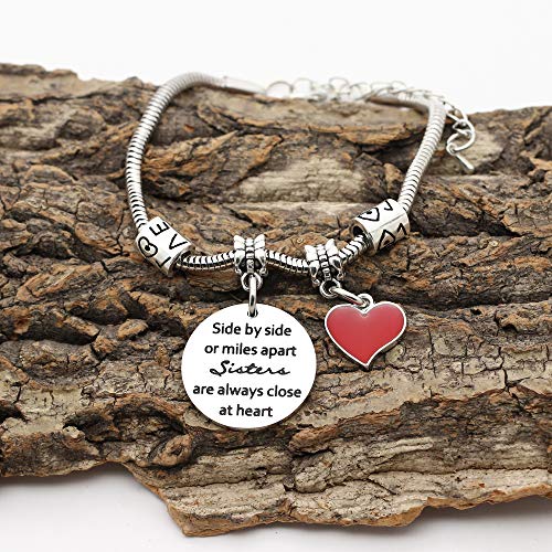 Mujeres delicadas letras de acero inoxidable colgante en forma de corazón pulsera de serpiente para regalo de hermana