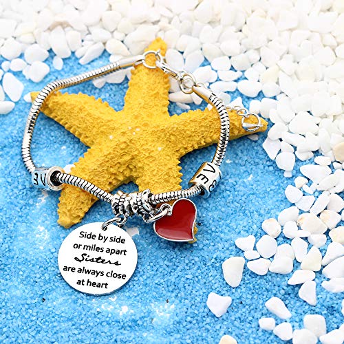 Mujeres delicadas letras de acero inoxidable colgante en forma de corazón pulsera de serpiente para regalo de hermana