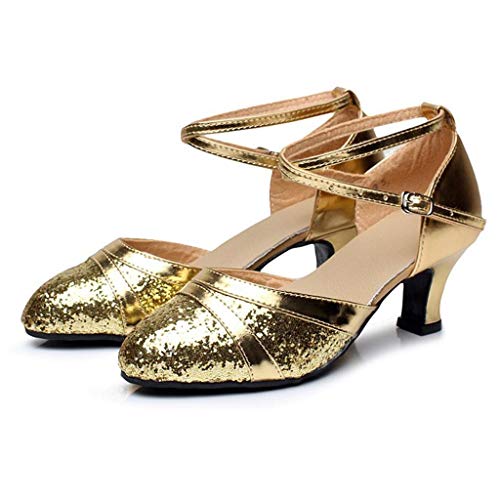 Mujeres&Niña Zapatos Latinos de Baile salón Casuales Zapatillas Hebilla Romanas Calzado de Danza para Mujeres Zapatos Vestir de Fiesta riou