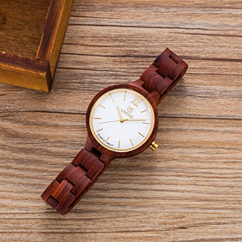 MUJUZE Reloj de Madera Relojes de Pulsera para Hombres y Mujeres Correa de sándalo y Manos Luminosas Reloj analógico de Madera de Cuarzo