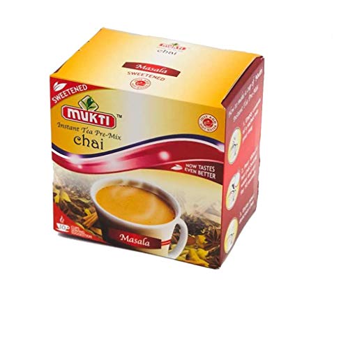 Mukti - Mezcla de Tés Instantánea Masala Edulcorada | Fácil de Usar | Deliciosa Especialidad Chai | Especias Orgánicas y Naturales | Beneficios Para la Salud | Deliciosa Bebida Caliente | 10 Sobres
