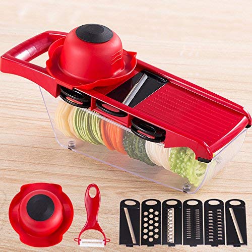 Multiusos Cortador de Verduras 7 en 1 Mandolina de Cocina, Slicer de Cocina Ralladores y Cortadores Manuales, Inoxidable Utensilios de Cocina Profesional para Cortar Frutas/Verduras