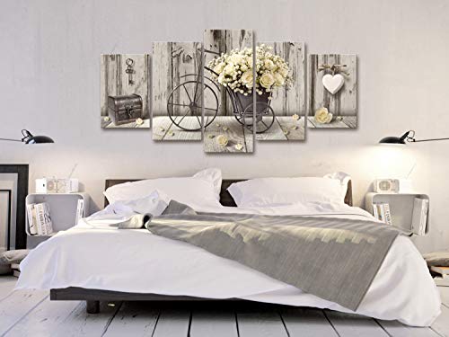 murando Cuadro en Lienzo Flores 200x100 cm 5 Partes Impresión en Material Tejido no Tejido Impresión Artística Imagen Gráfica Decoracion de Pared - Naturaleza Rosas n-C-0291-b-m