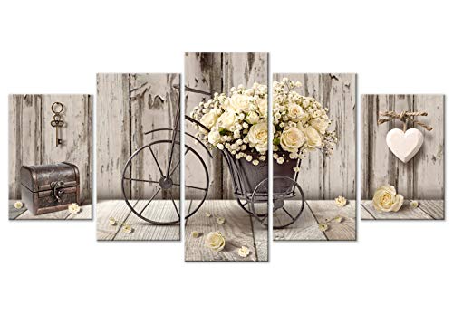 murando Cuadro en Lienzo Flores 200x100 cm 5 Partes Impresión en Material Tejido no Tejido Impresión Artística Imagen Gráfica Decoracion de Pared - Naturaleza Rosas n-C-0291-b-m