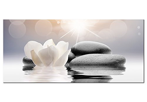 murando Cuadro en Lienzo Flores SPA 100x45 cm 1 Parte Impresión en Material Tejido no Tejido Impresión Artística Imagen Gráfica Decoracion de Pared Piedras Zen b-B-0267-b-a