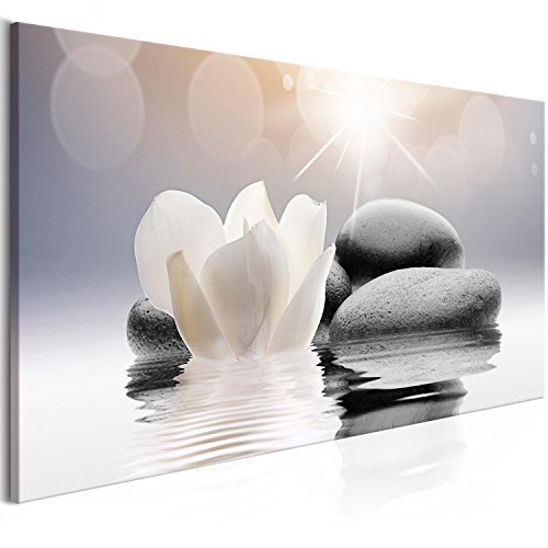 murando Cuadro en Lienzo Flores SPA 100x45 cm 1 Parte Impresión en Material Tejido no Tejido Impresión Artística Imagen Gráfica Decoracion de Pared Piedras Zen b-B-0267-b-a