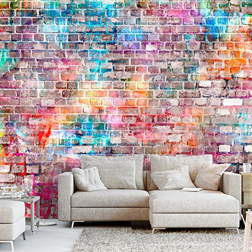murando Fotomurales Piedras 400x280 cm XXL Papel pintado tejido no tejido Decoración de Pared decorativos Murales moderna de Diseno Fotográfico - Ladrillo Colorido f-B-0131-a-a