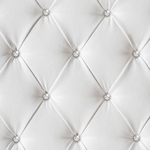 murimage Papel Pintado Cuero Blanco 274 x 254 cm Incluyendo Pegamento Fotomurales óptica 3D Diamantes Brillo Acolchado Dormitorio