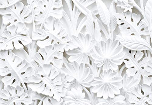 murimage Papel Pintado Flores 3D 366 x 254 cm incluye pegamento Plantas Florales Estuco Blanco Dormitorio Salon Fotomurales Pared