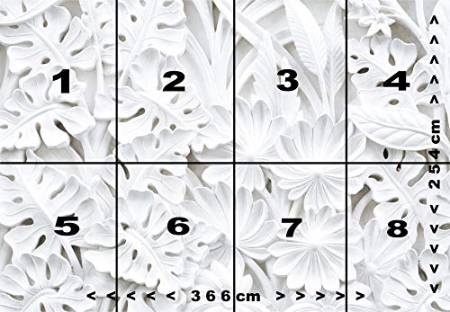 murimage Papel Pintado Flores 3D 366 x 254 cm incluye pegamento Plantas Florales Estuco Blanco Dormitorio Salon Fotomurales Pared
