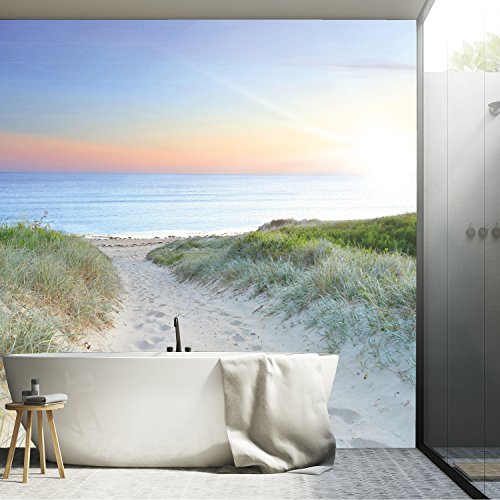 murimage Papel Pintado Mar Playa 274 x 254 cm Incluye Pegamento Fotomurales 3D Océano Duna Arena Puesta del Sol