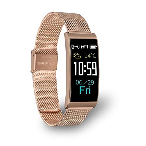 Muvit I/O Luxe Aqua - Pulsera de Actividad y sueño con Correa milanesa, Color Dorado