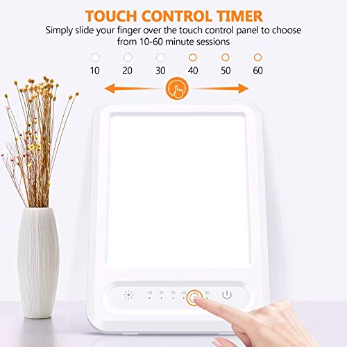 MUXIN Lámpara de Terapia de Luz, 10000 Lux Sad Tratamiento para el Trastorno Afectivo Estacional, Full Spectrum Daylight Luz Feliz portátil con 3 Niveles de Brillo, Control táctil, sin luz UV