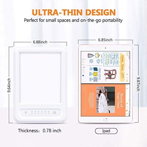 MUXIN Lámpara de Terapia de Luz, 10000 Lux Sad Tratamiento para el Trastorno Afectivo Estacional, Full Spectrum Daylight Luz Feliz portátil con 3 Niveles de Brillo, Control táctil, sin luz UV