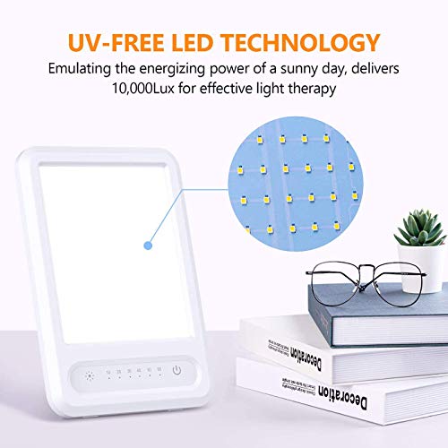 MUXIN Lámpara de Terapia de Luz, 10000 Lux Sad Tratamiento para el Trastorno Afectivo Estacional, Full Spectrum Daylight Luz Feliz portátil con 3 Niveles de Brillo, Control táctil, sin luz UV