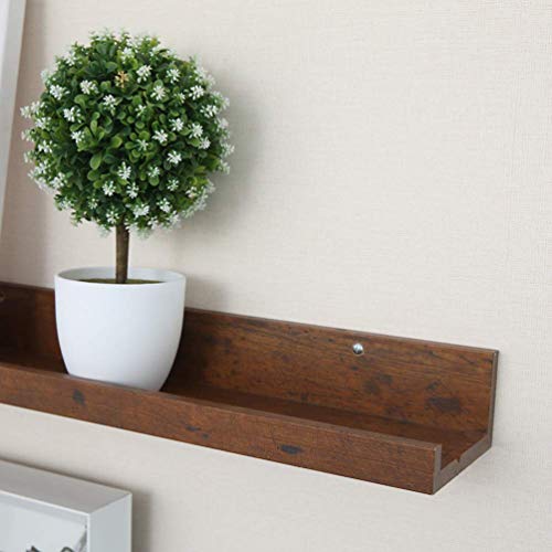Muzilife - Estante de pared (2 unidades, 115 x 12 cm, hasta 10 kg, madera), diseño vintage, para marcos de fotos, libros, CD, cafeterías, habitaciones infantiles