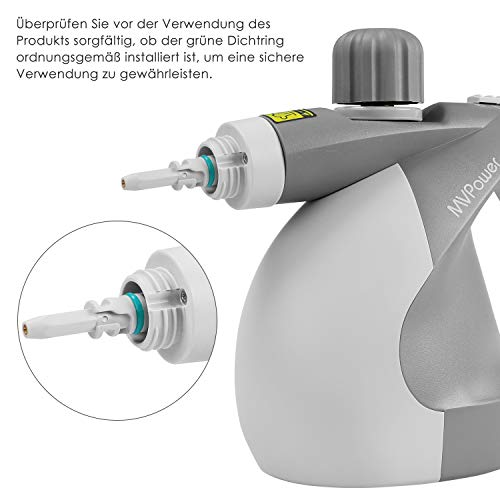 MVPower Limpiador de Vapor, Limpiador de Vapor Mano Multipropósito con 9 Accesorios Cerradura de Seguridad Tanque de Agua de 350 ml Limpiador de Vapor Eléctrico para Cocina Baño Piso Ventana Alfombra