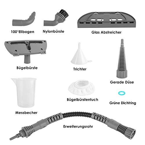 MVPower Limpiador de Vapor, Limpiador de Vapor Mano Multipropósito con 9 Accesorios Cerradura de Seguridad Tanque de Agua de 350 ml Limpiador de Vapor Eléctrico para Cocina Baño Piso Ventana Alfombra