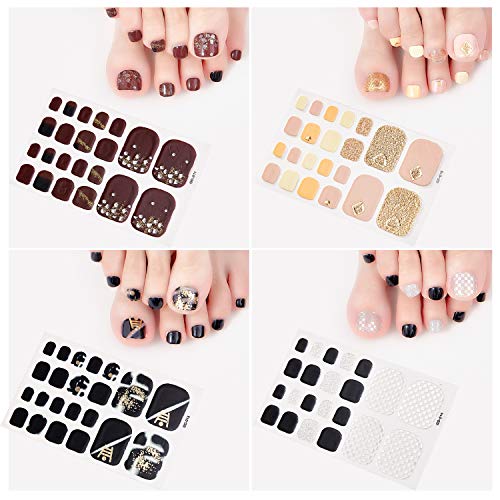 MWOOT Pegatina Uña del Pie (10 Hojas), Pegatinas para Manicura, Calcomanías de Uñas, Láminas Adhesivas para Uñas del Pie, Verano Playa Fiesta Accesorios de Decoración de Pies-Stripe