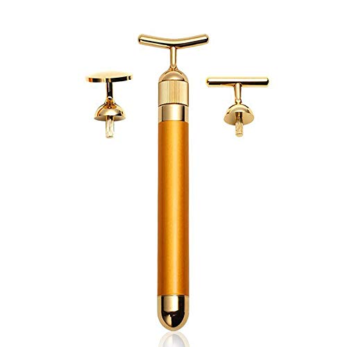 MXL 24k Beauty Bar Golden Facial Face Massager, 3D Roller Electric Sonic Energy y Arm Eye Nariz Head Massager Lifting Facial instantáneo, Antiarrugas, Estiramiento de la Piel, Reafirmante Facial