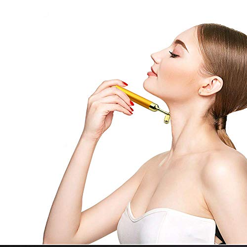 MXL 24k Beauty Bar Golden Facial Face Massager, 3D Roller Electric Sonic Energy y Arm Eye Nariz Head Massager Lifting Facial instantáneo, Antiarrugas, Estiramiento de la Piel, Reafirmante Facial