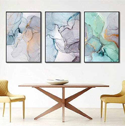 MXmama Patrón Abstracto de Piedra Verde/Cartel nórdico/Pintura de Lienzo Cuadros geométricos de Pared/decoración Moderna del hogar Impresiones artísticas-50x70cmx3 sin Marco