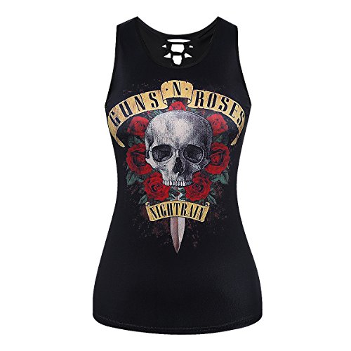Mxssi Mujer Summer Sexy Gothic Skulls Impresos Rock Punk Chaleco tee Top Camiseta Estilo 9 M