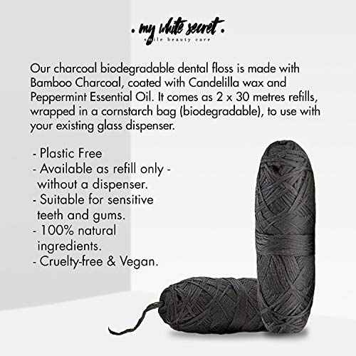 My White Secret - Recambios de hilo dental biodegradables | 2X30M | Vegano | Zero Waste | Embalaje sin plástico | higiene bucal vegana y natural | Floss