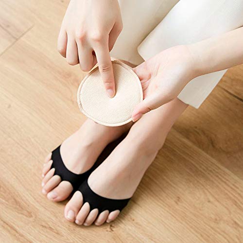 myf 6 Pares De Calcetines Correctores Cómodos Antideslizantes, Almohadillas Invisibles De Medio Dedo Para Aliviar El Dolor (negro)