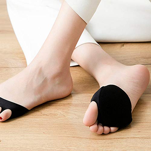myf 6 Pares De Calcetines Correctores Cómodos Antideslizantes, Almohadillas Invisibles De Medio Dedo Para Aliviar El Dolor (negro)