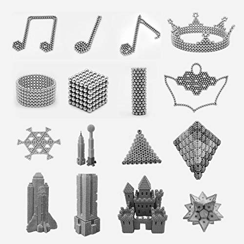 myHodo Bolas Mmagnéticas Antiestrés, Bolitas Magnéticas Versátiles, Imanes Pequeños, Magnet Balls, Gran Idea de Regalo, Bolas de Iman, Imanes para Superficies Magnéticas (64 Piezas, Plata)