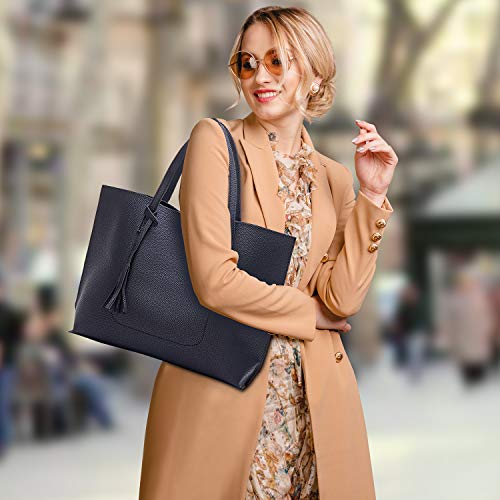 Myhozee Bolso de Mujer Hombro Grande Bolso Bandolera Bolsos de Mujer de Cuero Suave de PU Cuero para Las Damas Shopper Impermeable Bolso Señora Tote Bag Bolso Mano Shopping Bags(Azul)