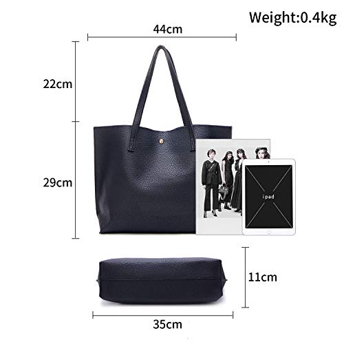 Myhozee Bolso de Mujer Hombro Grande Bolso Bandolera Bolsos de Mujer de Cuero Suave de PU Cuero para Las Damas Shopper Impermeable Bolso Señora Tote Bag Bolso Mano Shopping Bags(Azul)