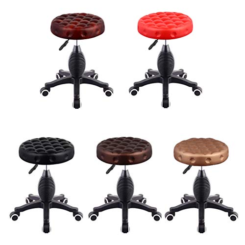 MYJZY Taburete de salón con Ruedas, Taburete de Dibujo con cojín de Cuero PU, Silla giratoria giratoria hidráulica, Altura Ajustable, Silla de salón de Tatuaje de SPA de Masaje,Rojo