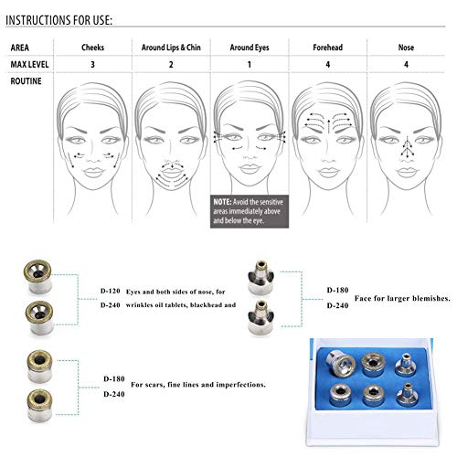 MZBZYU Dermabrasion Diamond Tips Portable 6 pcs Microdermabrasion para el Cuidado de la Piel, Exfoliación Facial